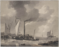 Z 052
<br/>
Een stoomboot die een haven binnenloopt
<br/>
<em>Schotel, Johannes Christiaan (1787-1838)</em>